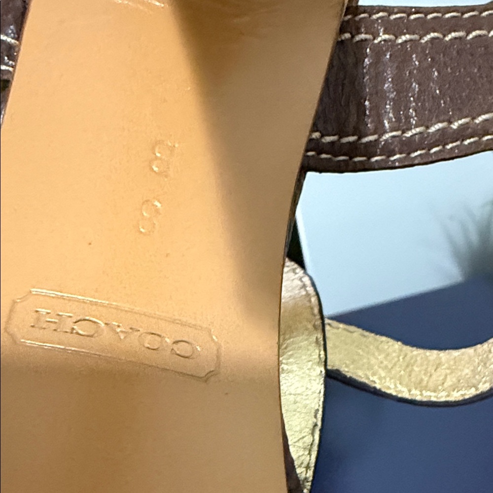 Coach Brown Suede Cork Wedge Sandals - Picture 7 of 7